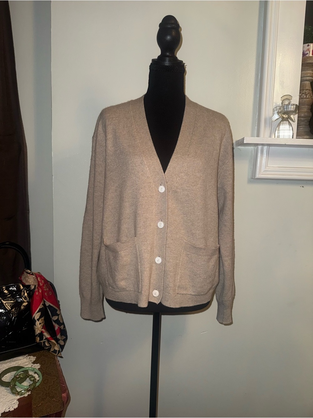 J. Crew Classic Lightweight Tan Button-Front Women's Cardigan